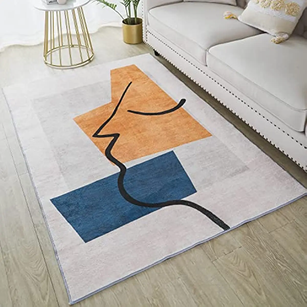 Modern Abstract Carpet for Living Room Home Decoration Sofa Table Large Area Rugs Bedrooms Non-Slip Floor Mat White Yellow Rugs