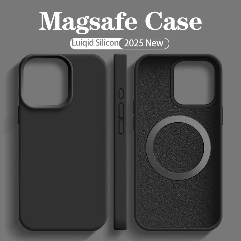 NONE Original Für Magsafe Flüssigkeit Silikon Telefon Fall Für iPhone 17 16 14 15 Plus 13 Pro Max Fall Drahtlose Lade magnetische Soft Cover 6