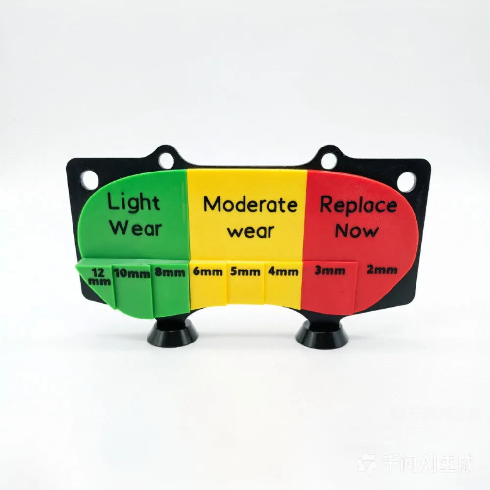 2mm-12mm Range Brake Pad Thickness Gauge Wear Measurement Visual Aid Brake Lining Wear Indicator Color-Coded