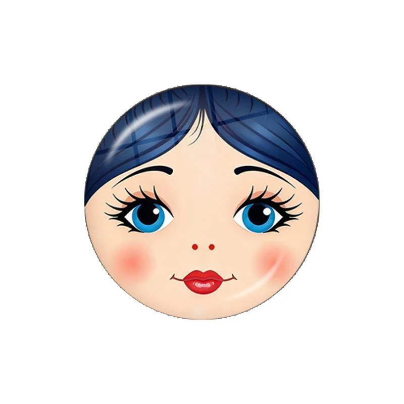 Russian Doll Face Matryoshka Girl Hairstyle 10pcs 12mm/18mm/20mm/25mm/30mm Round Photo Glass Cabochon Demo Flat Back Making