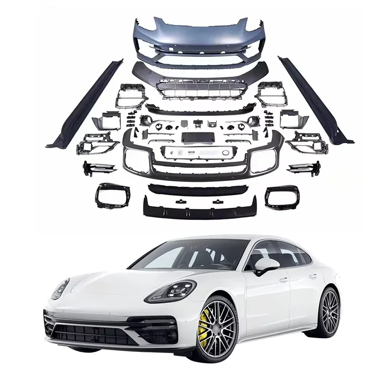 Para Porsche Panamera 2017-2023 971 a TurboS kit de carrocería estilo parachoques delantero puntas de labio trasero rejilla de coche modificación de parachoques delantero