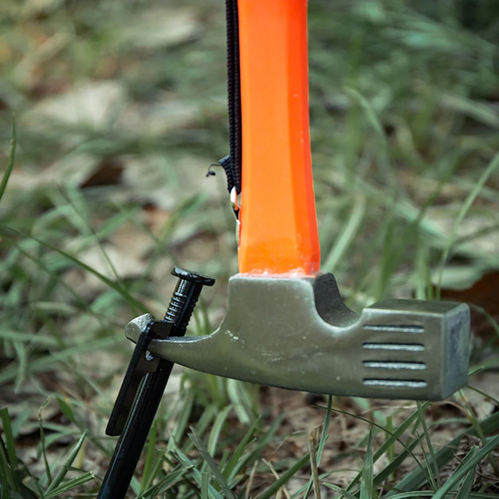 Portable Carbon Steel Camping Tent Hammer Multifunction Tool - Peg Stake Puller Mallet Awning Canopy Remover Extrator view 5