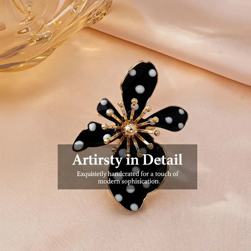Women's Polka Dots Flower Ring High End Light Luxury Scratch Resistant Fashion Jewelry for Daily Wear Girlfriend Gift