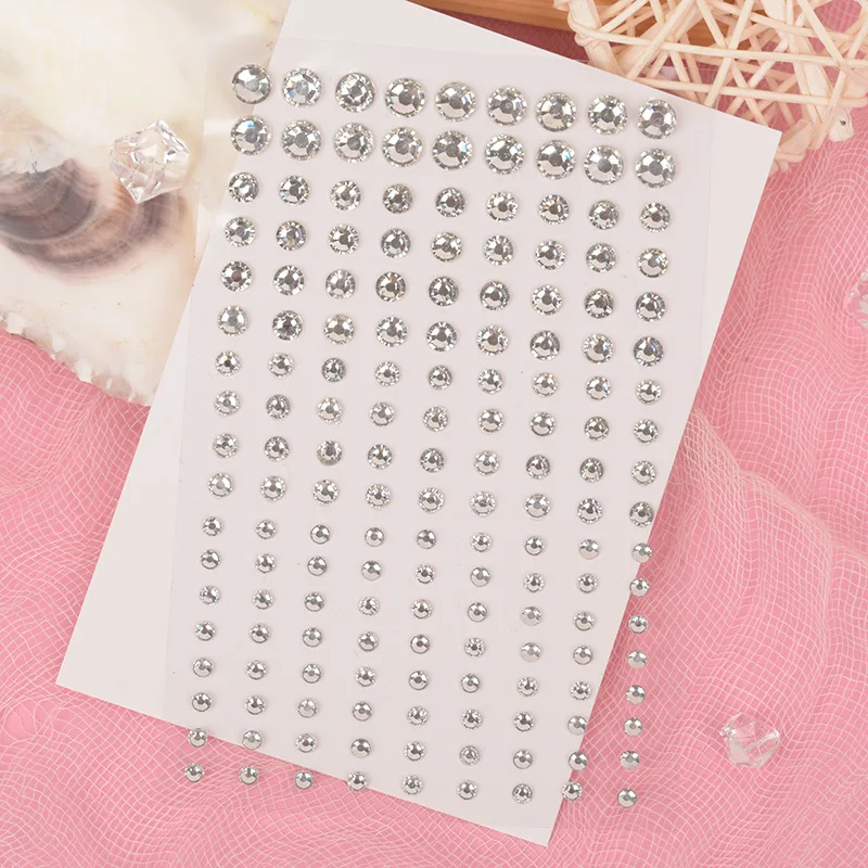 White Rhinestones 2mm 3mm 4mm Acrylic Diamonds Flatback Gems For Nail Art Face Body Makeup Star Pearl Hollow Star Decor