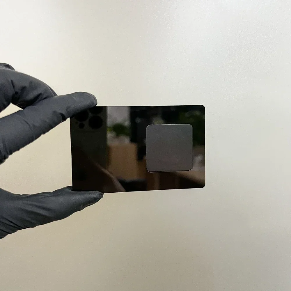 Tarjeta de visita personalizada del metal negro del espejo NFC del oro del espejo RFID con el logotipo