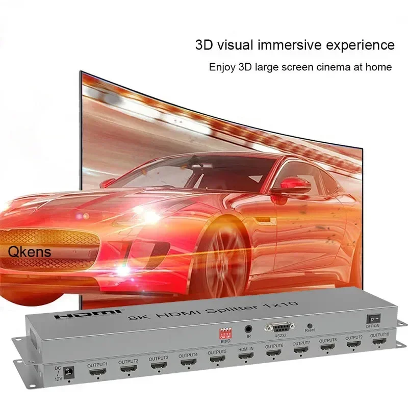 8K HDMI الفاصل 1x10 4K 120 هرتز HDMI2.1 الفاصل 1 في 10 خارج موزع الفيديو HDR 3D EDID RS232 لكاميرا PS4 الكمبيوتر إلى شاشة التلفزيون