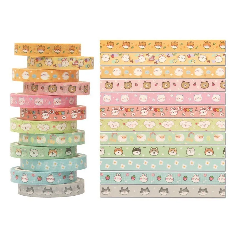 18 pcs/set Kawaii Animals Face Cartoon Washi Tape Set Masking Tapes Scrapbooking Diy Journal Stationery School Supplies Gift