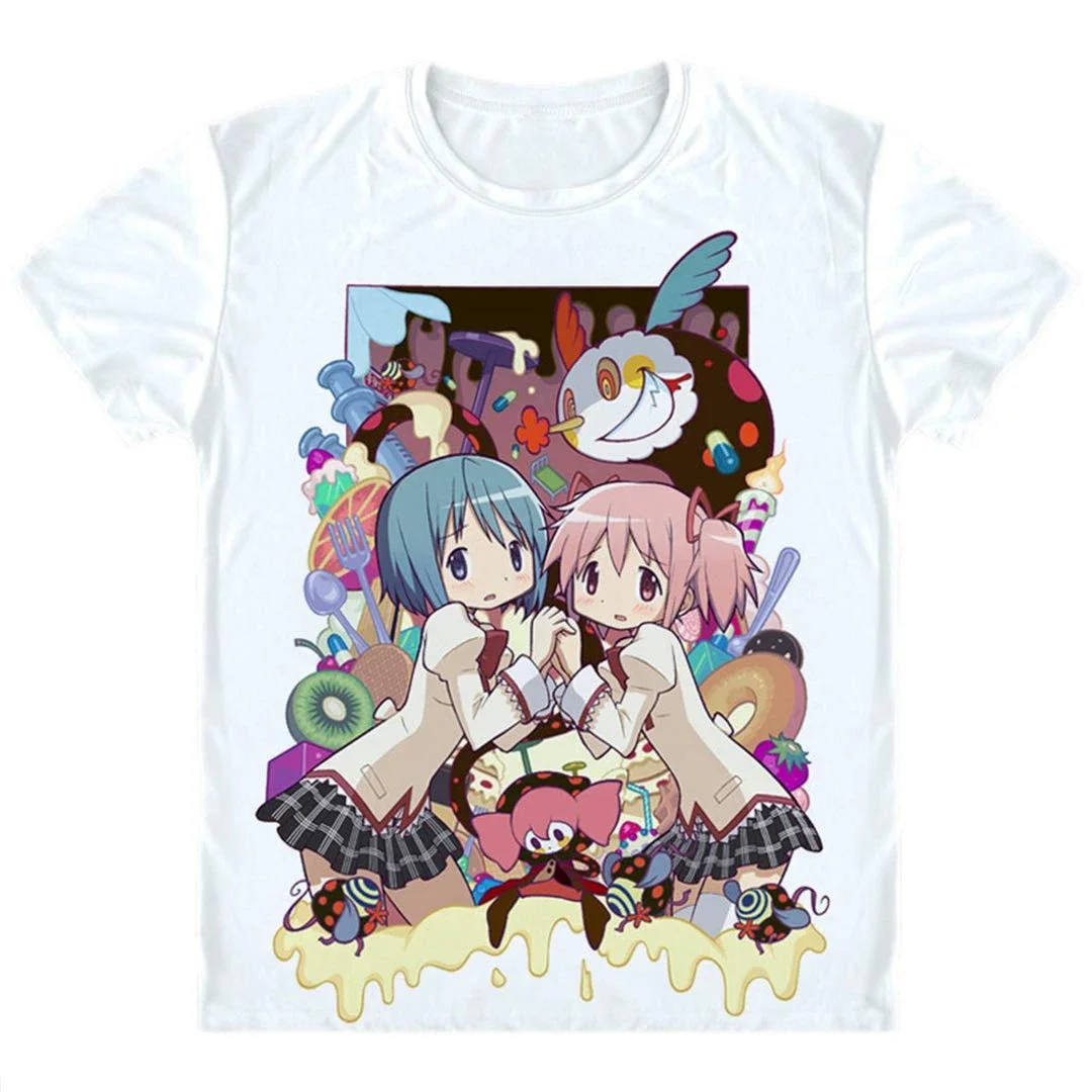 Camisetas con estampado 3D de Anime Puella Magi Madoka Magica para hombres y mujeres, camiseta de manga corta de gran tamaño a la moda, camisetas