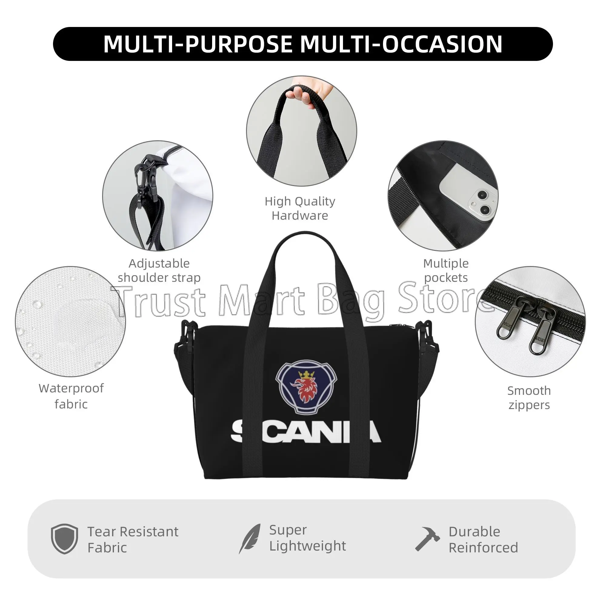 Personalized Travel Duffel Bag for Men Women Portable Weekender Overnight Bags Carry on Tote Bag for Sports Gym Swim Travel