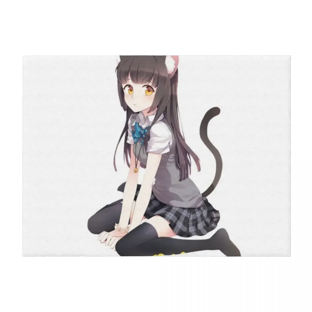 

Anime Cat Girl Throw Blanket Warm For Decorative Sofa wednesday anime Blankets