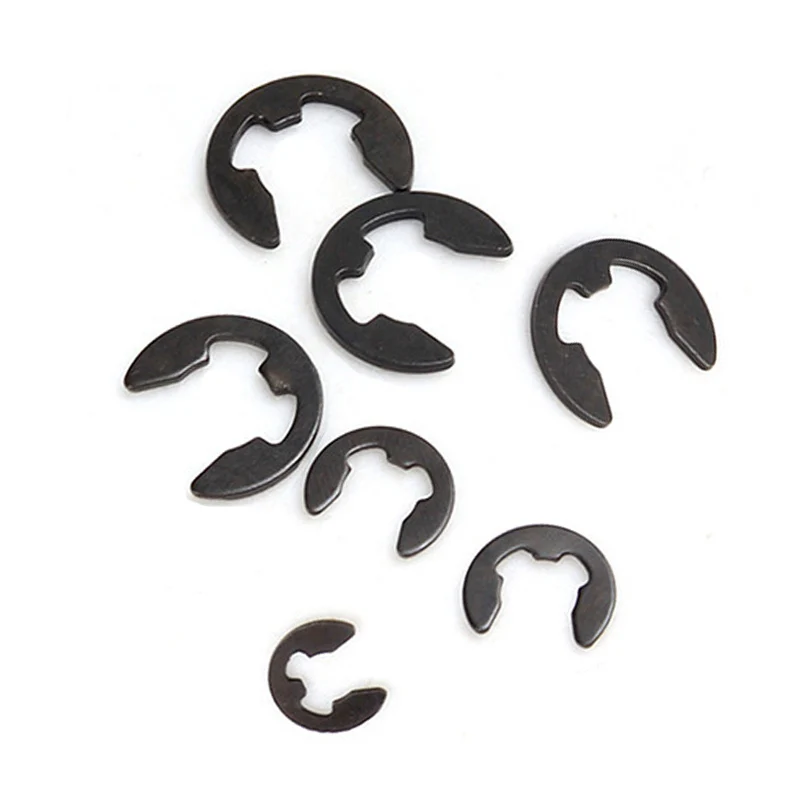 E Clip Circlip M1.2 M1.5 M2 M2.5 M3 M3.5 M4 M5 M6 M7 M8 M9 M10 M12 Black Carbon Steel Retaining Ring Washer for Shaft Fastener