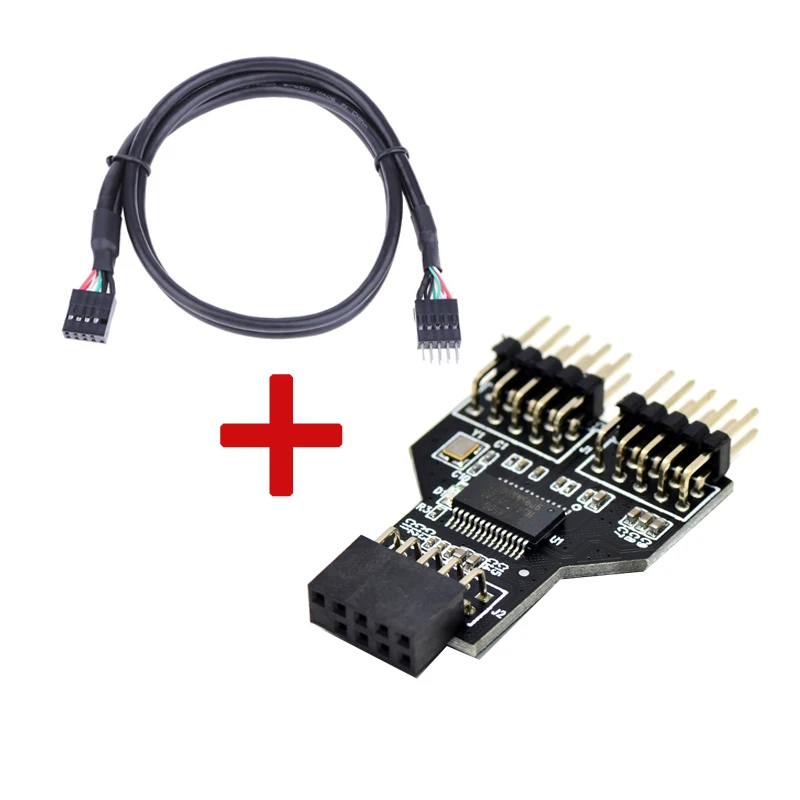 Płyta główna USB 9Pin interfejs rozdzielacz nagłówka 1 do 2 rozszerzenie Adapter do kabla 9-pinowe USB HUB USB 2.0 złącza dla RGB Bluetooth