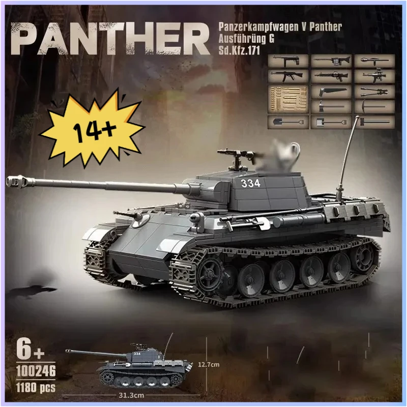 

Military World War II Series Panther Type-G Tank Building Block Toy Collection Model Children For Christmas And Birthday Gifts