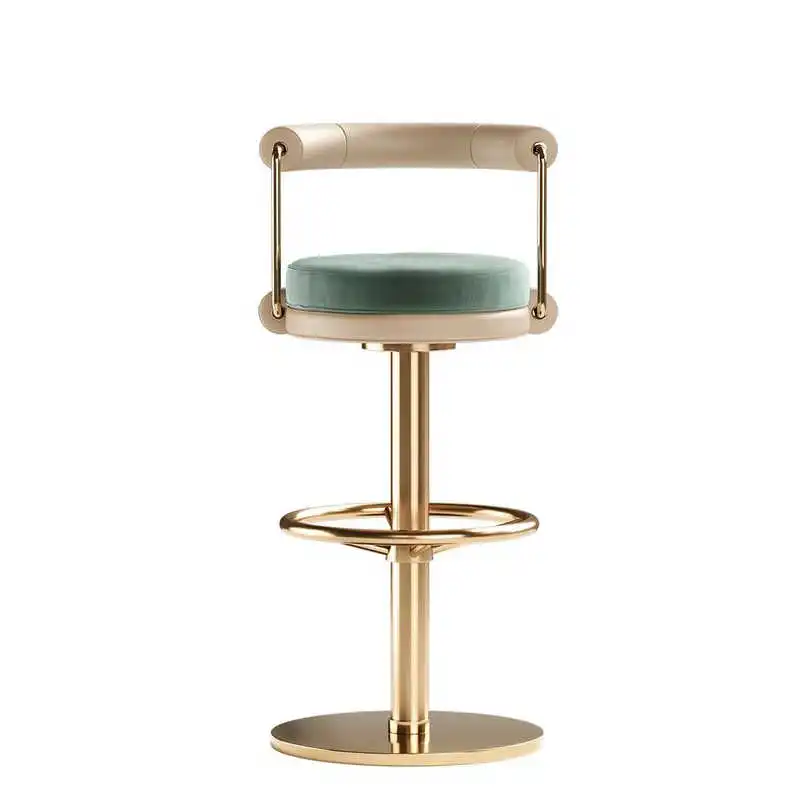 

high stools with backrest swivel chair front desk stools Light luxury high-quality sense of stainless steel bar stools Home