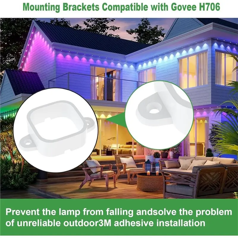 A53Q-Light Clips Mounting Brackets(90 Pcs) For Govee H706/H706 Pro Permanent Outdoor Lights, For Govee H706 Compatible