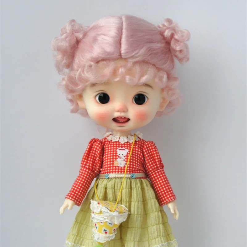 JD250  8-9inch  9-10inch  Short Baby curly  with smart pony  mohair BJD wigs  1/3  SD DOD Dal Qbaby Doll accessories