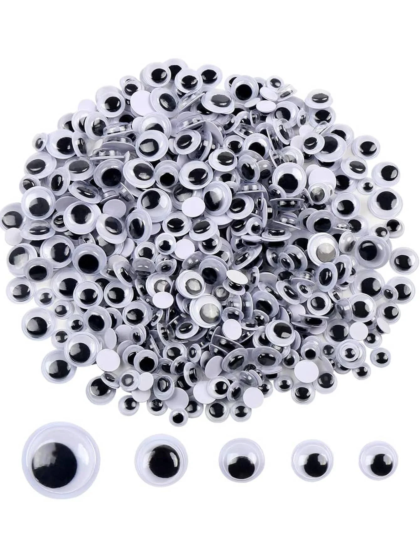 500pcs Swing Eyes Self-adhesive Black White Goose Eyes for DIY Crafts Decoration