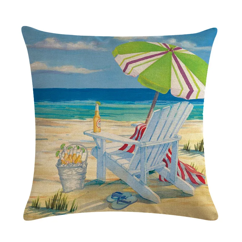 Holiday Beach Pillowcase Tropical Hawaii Vacation Pillow Case Home Decor Bed Sofa Cotton Linen Pillow Covers Decorative 45x45cm