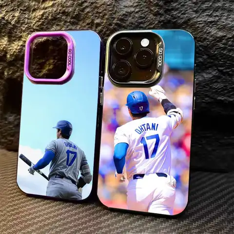 Coque de téléphone Baseball S-Shohei Ohtani 17 couleur argent pour iPhone 17 16 15 14 13 12 11 Pro Max Plus