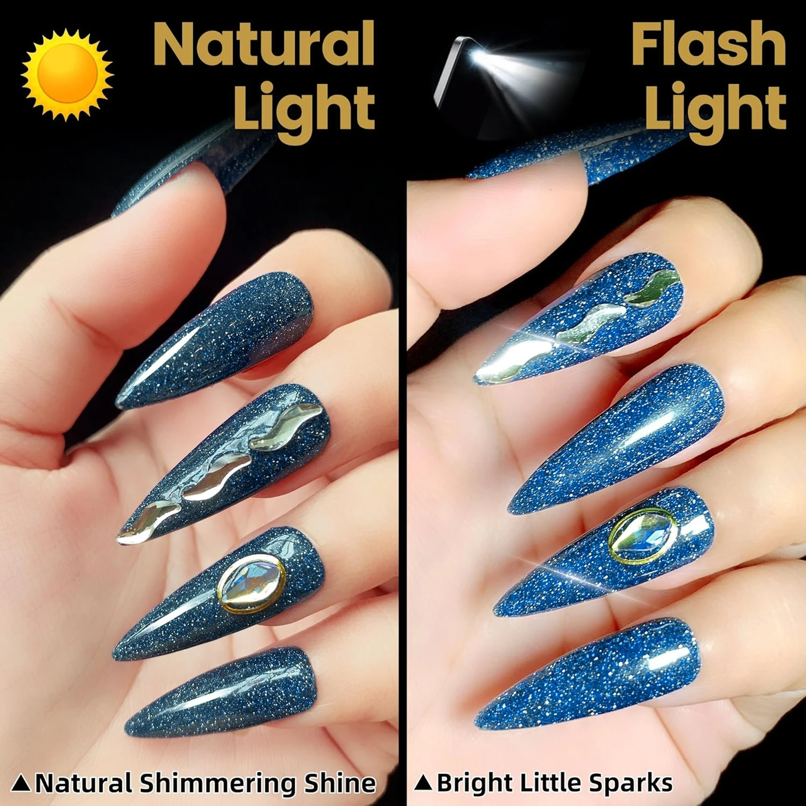 QAZIXU 8ml Silver Reflective Gel Nail Polish Glitter Neon Semi Permanent UV LED Gel Nail Art Varnish Manicure