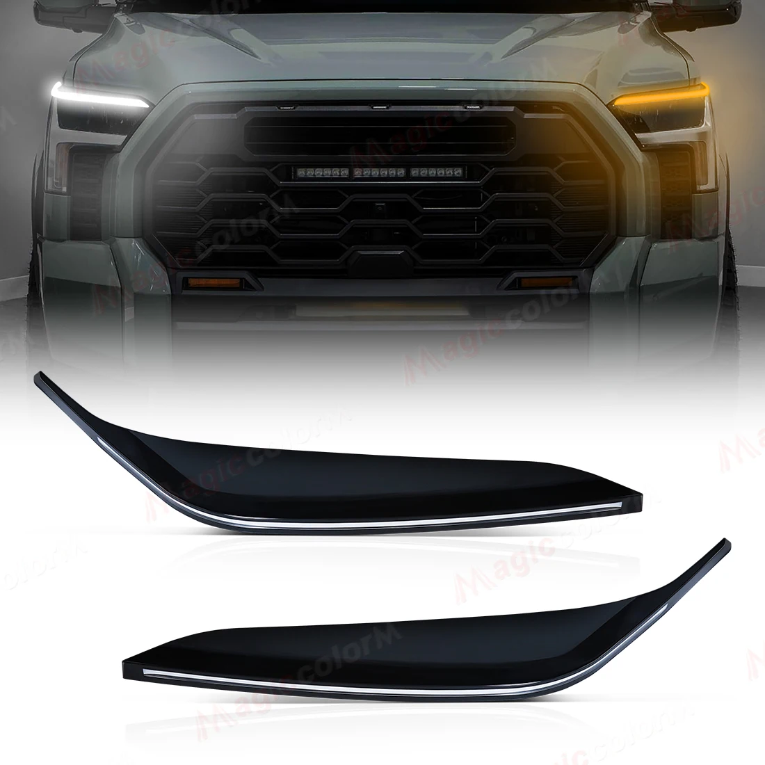 

Светодиодный автомобильный фонарь DRL для Toyota Tundra 2022 2023 2024, фара, полоса для бровей, дневные ходовые огни, передняя крышка, украшение 12 В