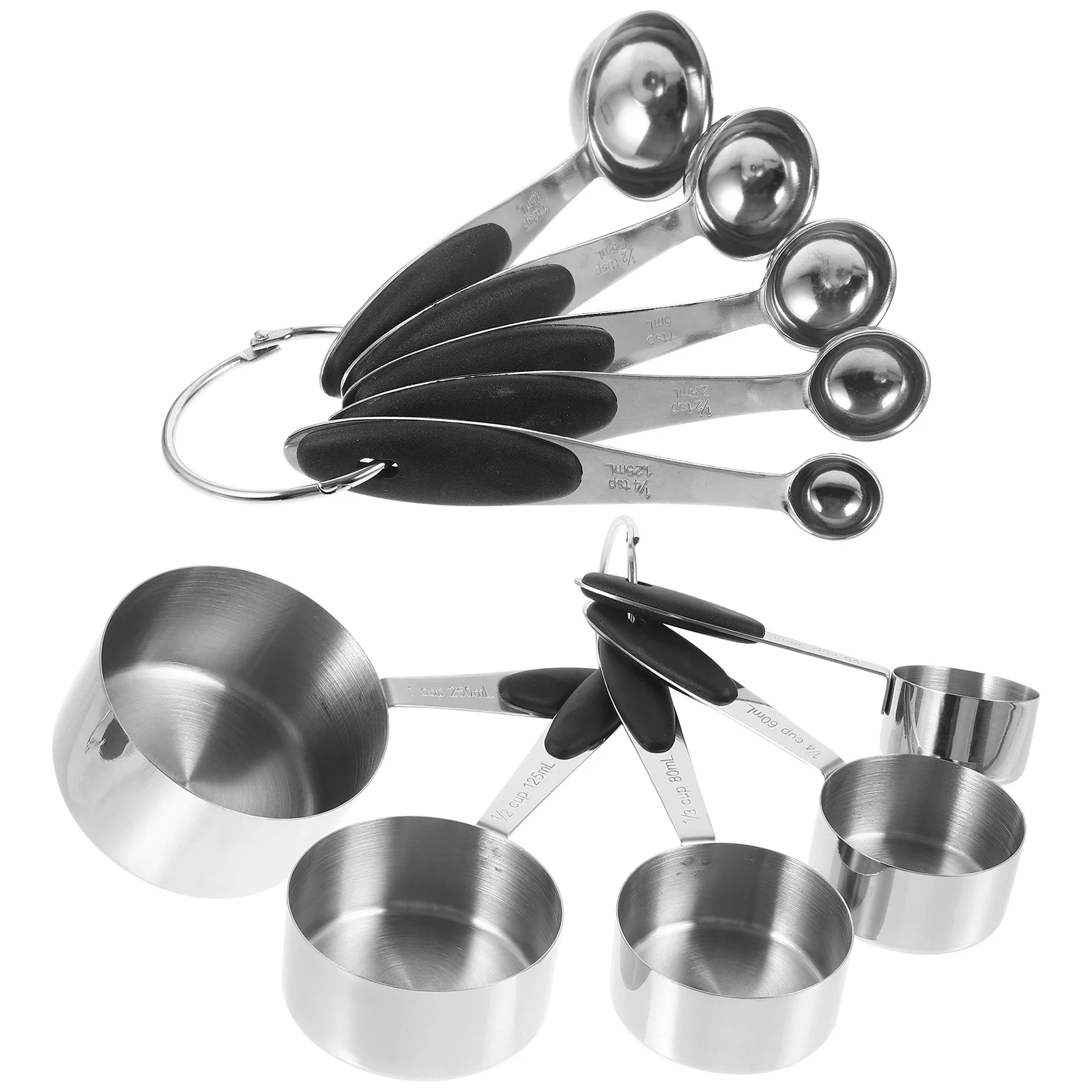 

1Set Measuring Cups and Spoons Set Stainless Steel Silicone Baking Measuring Spoon Cup for Coffee Tea Sugar Flour Kitchen