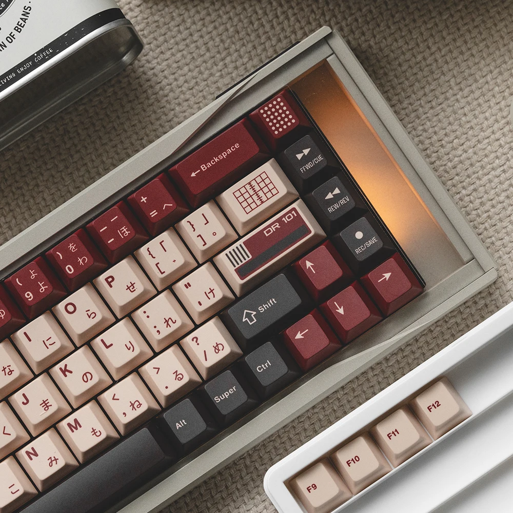 FBB Keycaps DR101 مجموعة أغطية مفاتيح صبغ PBT اليابانية لـ 60%، 75%، 80%، 96%، 100% أغطية مفاتيح ميكانيكية لملف الكرز 1.7 مم