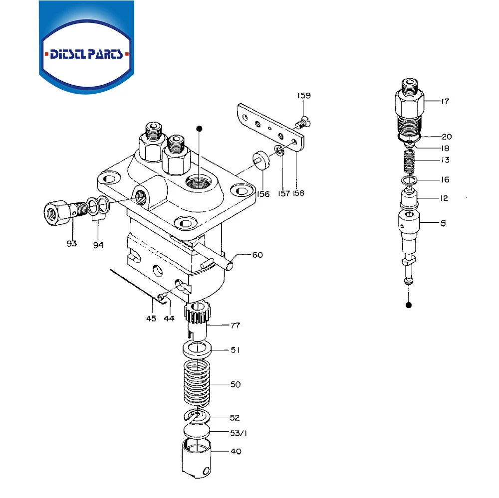 Diesel Engine Parts Plunger Barrel Assembly 140153-9020 K199 Fuel Pump Element For Kubota V1902 V2203 V2403 D1462 Rebuild Kits