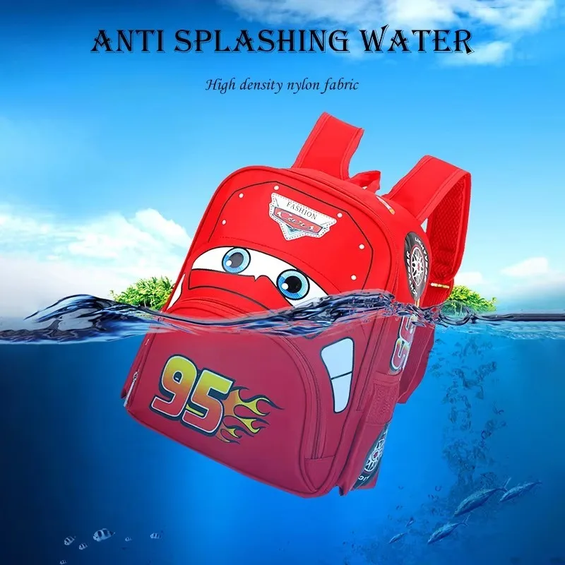 

Disney Lightning McQueen car-shaped pattern splash-proof lightweight backpack for kids and boys