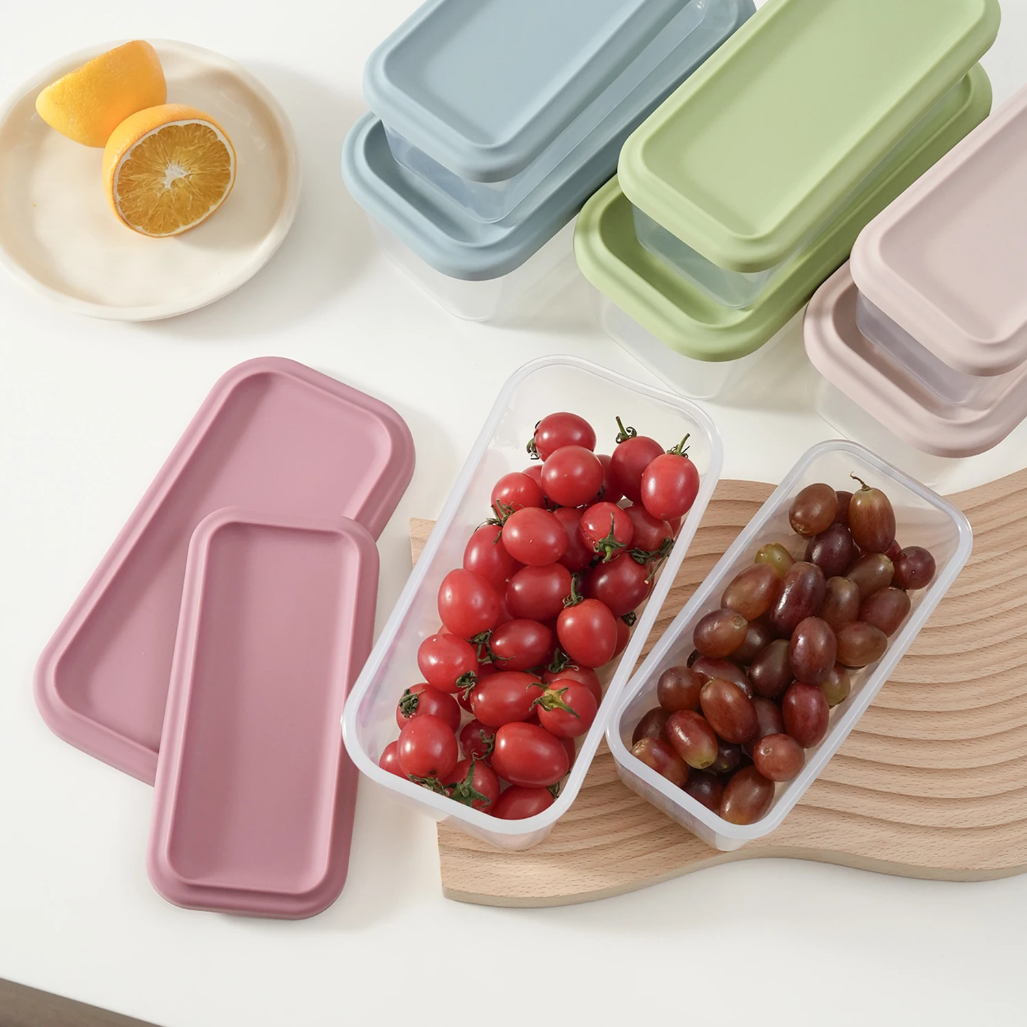 Color Kids 2PCS Baby Silicone Tableware Set Rectangular Lunch Box Kids Solid Food Storage Container Toddler Feeding Bento Boxes
