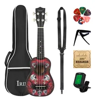 IRIN 21 Inch Ukulele Skull Hawaiian Guitar Musical Instrument 4 Strings Basswood Ukulele Soprano Guitar Instrument Capo Parts