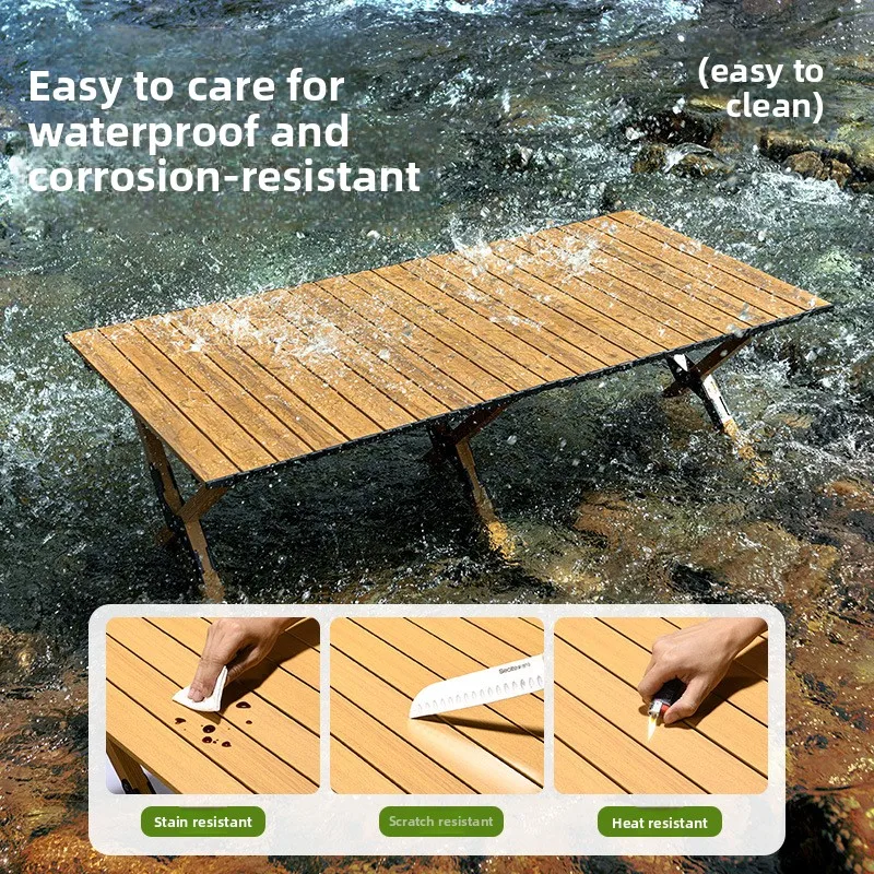 Table pliante d'extérieur en alliage d'aluminium, Table en rouleau d'œufs, Table et chaises de Camping portables, Table de pique-nique pour barbecue, ensemble complet