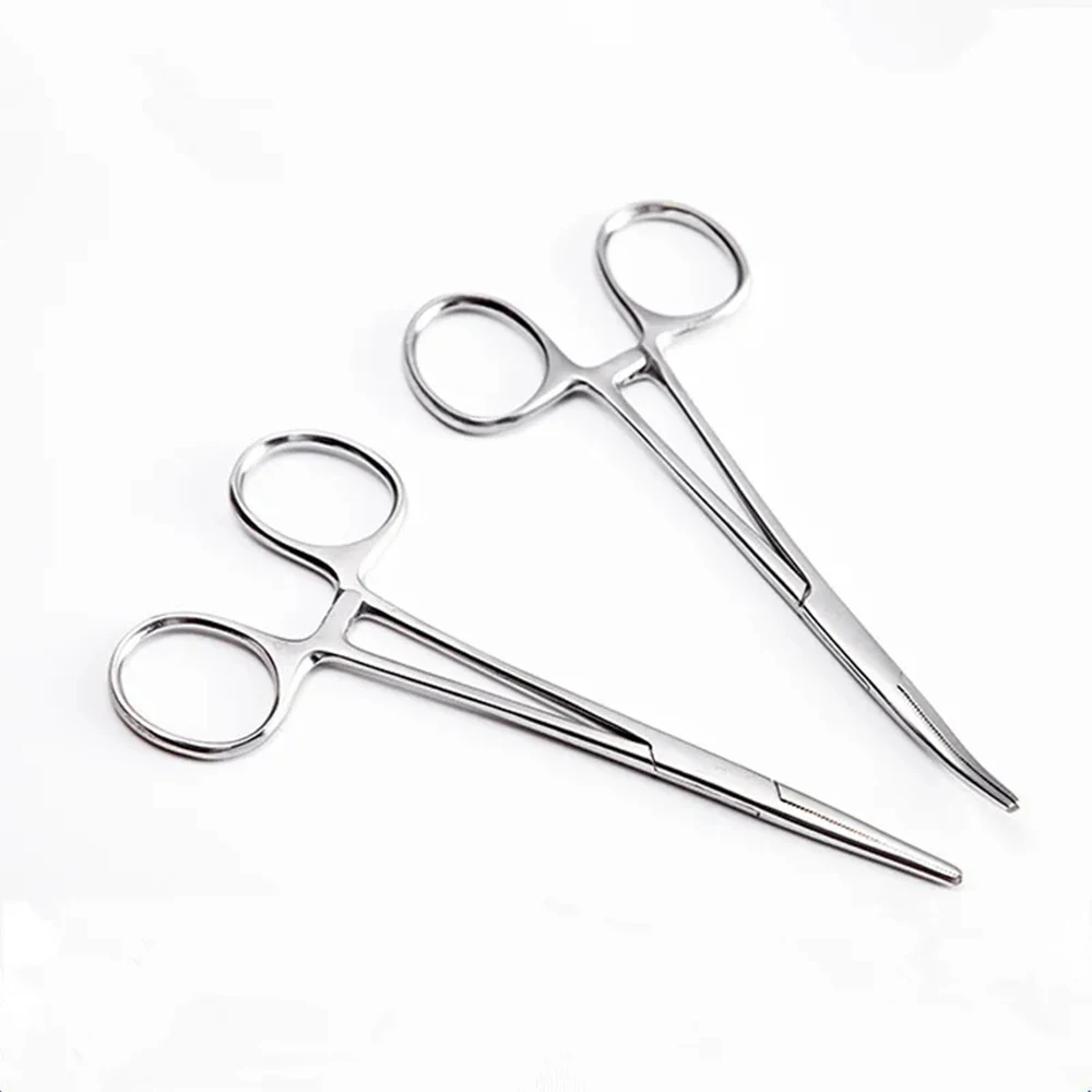 Pinzas hemostáticas de acero inoxidable, pinzas quirúrgicas, pinzas de bloqueo hemostáticas, pinzas de pesca, alicates curvos, alicates rectos