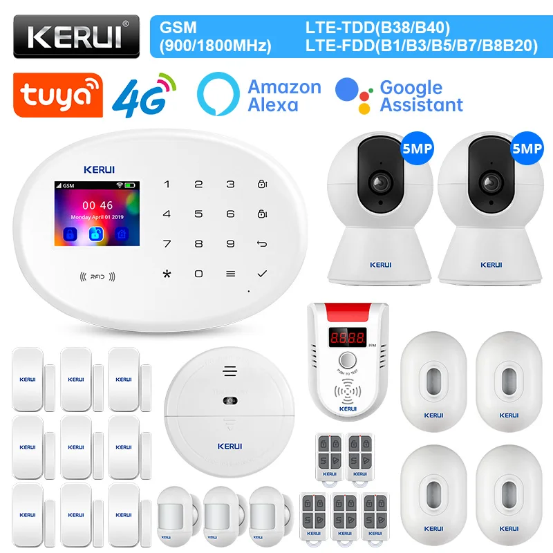 

KERUI W204 4G Alarm System Kit with Wireless Alarm Devices PIR Motion Sensor Siren WIFI GSM Burglar Security Home