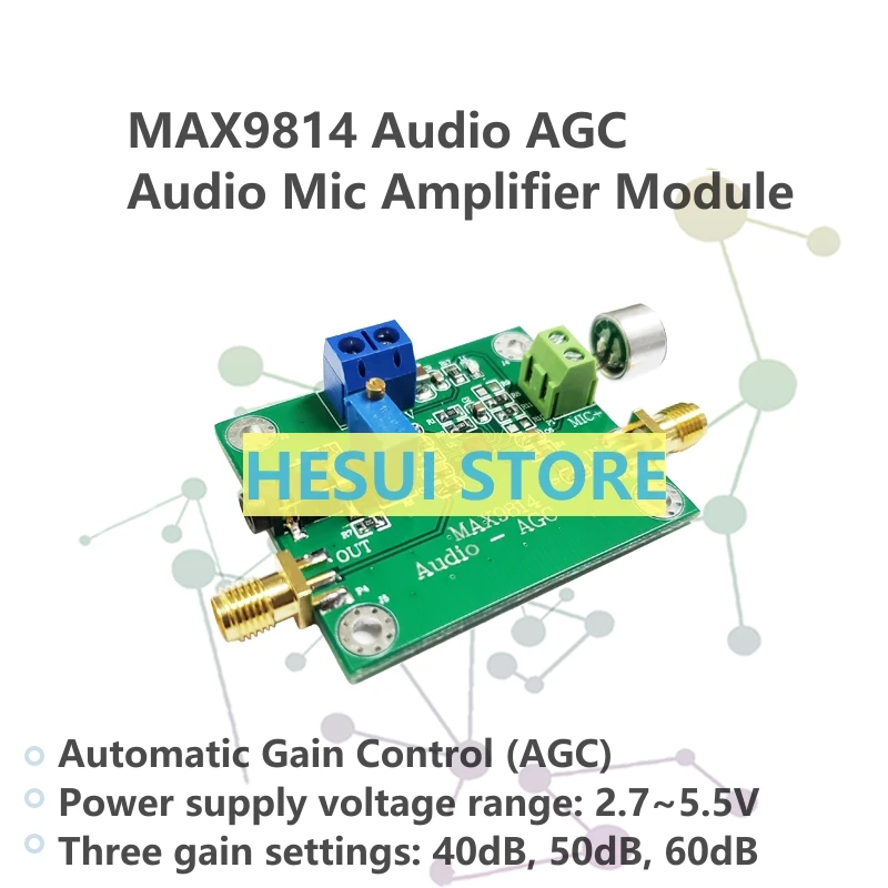 MAX9814 Microphone amplifier module Audio AGC microphone head sensor pickup low band automatic gain