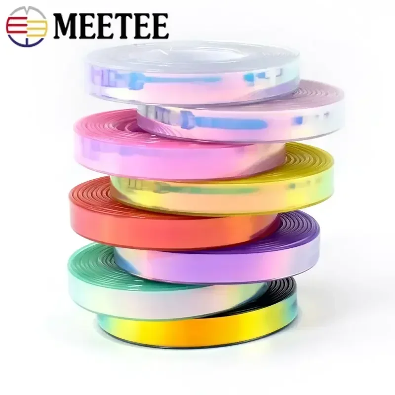 2/3/4/5/10Meters 12mm Flat Silicone Rope Reflective Leather Cords Ribbon Keychain Strap Bags Decoration DIY Crafts Accessories