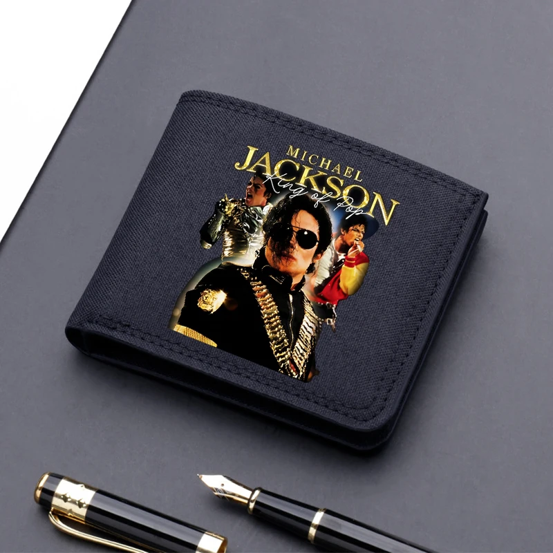 Portefeuilles en nylon MJ Michael Jackson pour hommes, sac à monnaie tendance motif dessin animé, porte-cartes de crédit portable pour homme, style hip-hop, cadeaux