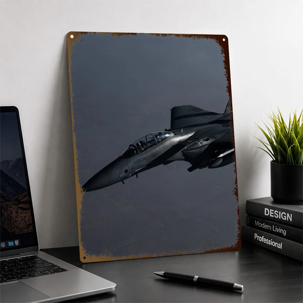 F-15E Strike Eagle In Flight Aluminum Poster Customized Metal Sign Pilot Heritage Wall Art Enhances Collector Dens And Studies