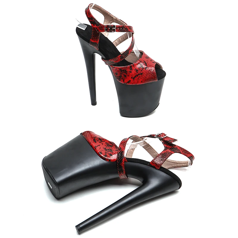 Leecabe 20cm/8inches snake PU upper Small Open toe Platform high heel sandals stripper heel  pole dance shoes