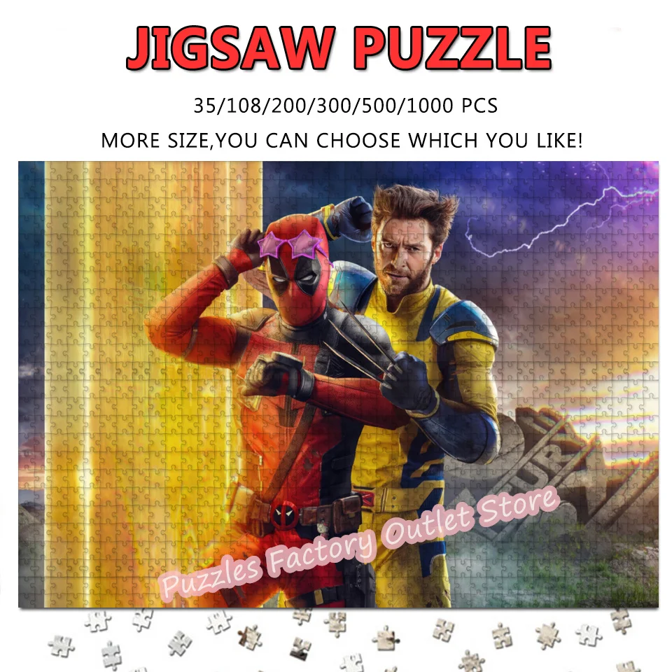 

Пазлы из фильмов Дэдпула и Росомахи, 108/200/300/500/1000 шт., пазлы с принтом супергероя Диснея, распаковывающие подарки