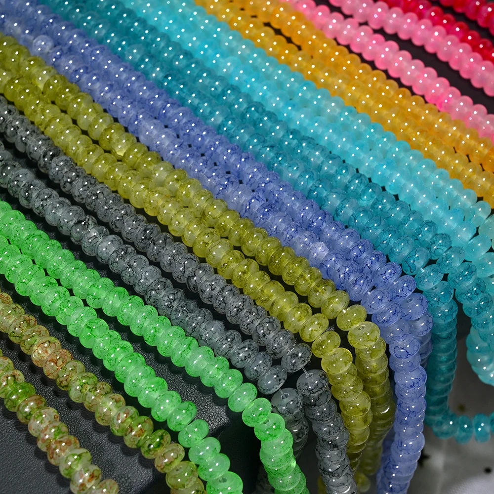 150PCS 5*8mm Wasser Sterben Abacus Form Glas Perlen Spacer Lose Perlen für DIY Schmuck Machen armband Halskette Charms Zubehör