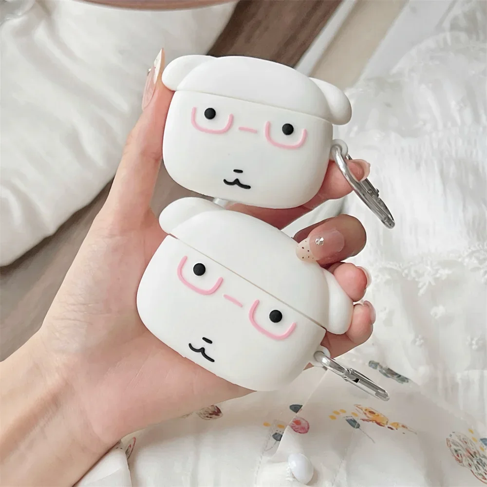 Neue Kawaii 3D Großkopf-Hund Silikon-Kopfhörerhülle Stoßfest für Apple Airpods 3 4 Hülle Airpods Pro2 Pro3 Kopfhörerhülle – Detail 1