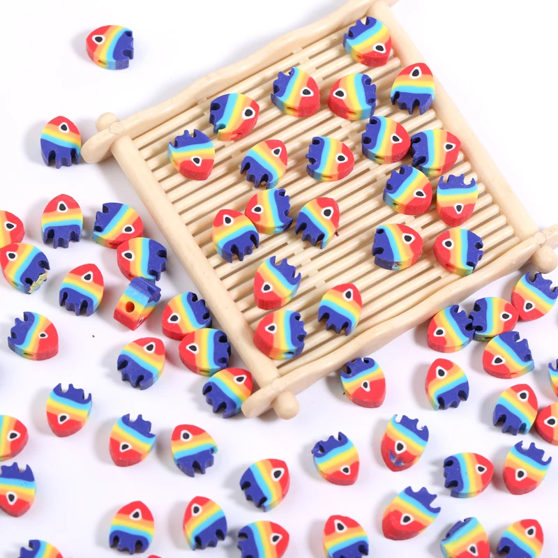 20/50/100pcs 8x9mm Cute Rainbow Fish Polymer Clay Beads Loose Spacer Beads For Jewelry Making DIY Bracelet Handmade Accessories