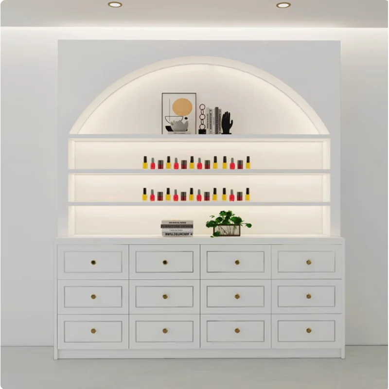 custom.Cosmetics Display Cabinet, Nail Art Display Cabinet, Glass Door, Skin Care Product Shelf, Multi-layer Shelf