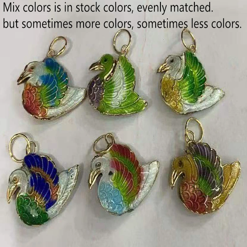 10pcs Colorful Cloisonne Enamel Cute Swan Charms Wholesale Traditional Handicrafts Animal Pendants DIY Jewelry Accessories