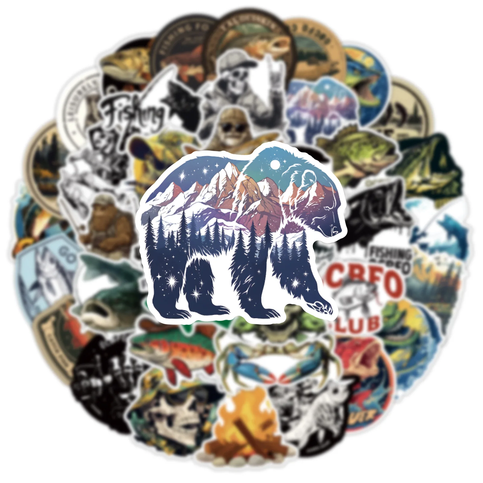 

10/50PCS Fishing Personalized Cool Waterproof Graffiti Stickers Decoration DIY Suitcase Notebook Phone Case Water Cup Decal