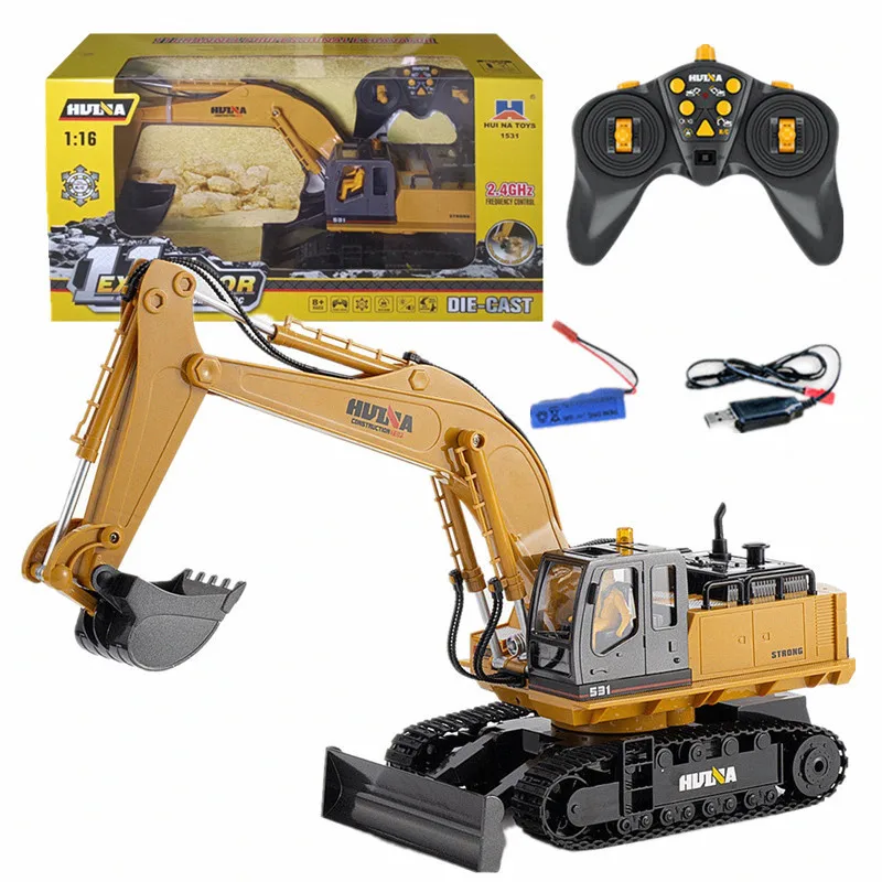 

Huina new product 1:16 eleven channel semi alloy remote control excavator simulation excavator model toy car