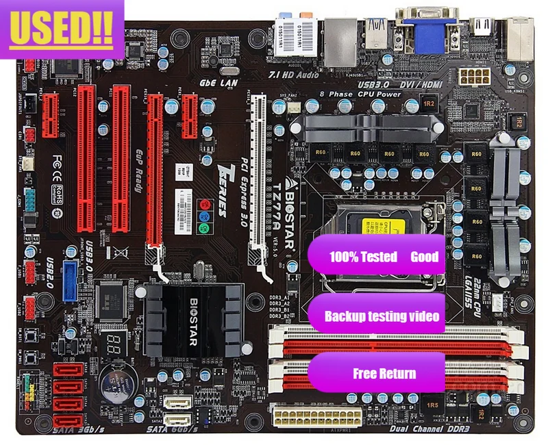 

good condition BIOSTAR TZ77A Original Motherboard Intel Z77 LGA 1155 DDR3 32G SATA3 USB3.0 ATX