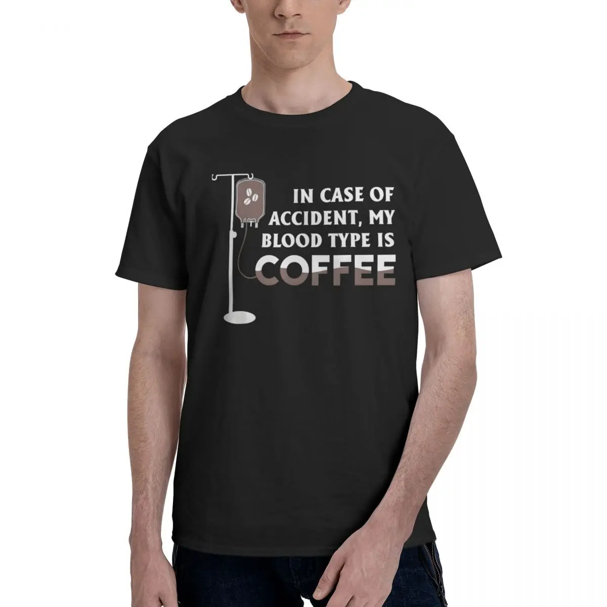 

Coffee Blood Type Humor Move T-shirts Vintage Home Title Graphic Vintage USA Size