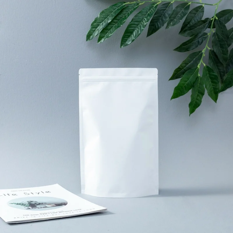 

50-100PCS White Paper Stand up Zip Lock Bags Resealable Party Wedding Biscuits Food Snack Chocolate Heat Sealing Package Pouches